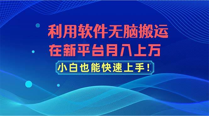 利用軟件無腦搬運，在新平臺月入上萬，小白也能快速上手
