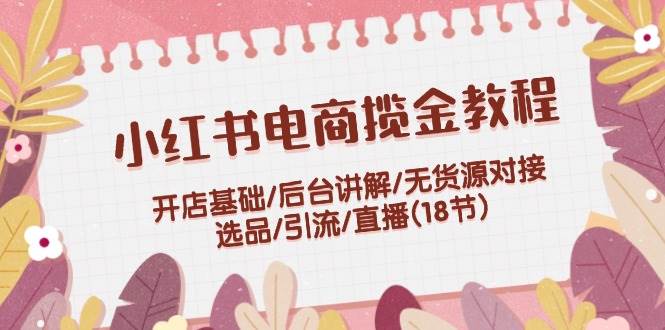小紅書電商攬金教程：開店基礎/后臺講解/無貨源對接/選品/引流/直播(18節)