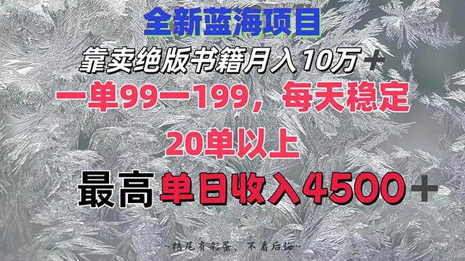 靠賣絕版書籍月入10W+,一單99-199,一天平均20單以上,最高收益日入4500+插圖 靠賣絕版書籍月入10W+,一單99-199,一天平均20單以上,最高收益日入4500+插圖